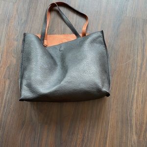 BP reversible brown and black vegan leather tote